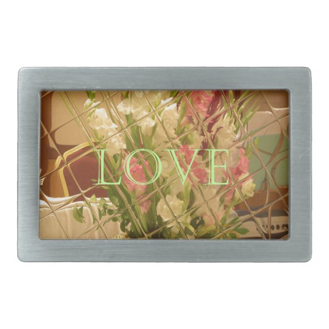Reflected Blooms Art Print Rectangular Belt Buckle (Front)