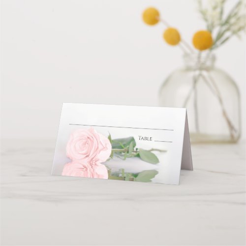 Reflecting Blus Pink Rose Elegant Wedding Write_In Place Card