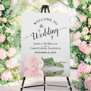 Reflecting Blush Pink Rose Elegant Wedding Welcome Foam Board