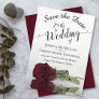 Reflecting Burgundy Rose Elegant Romantic Wedding Save The Date