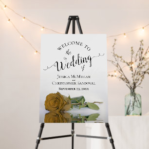 Reflecting Gold Ochre Rose Elegant Wedding Welcome Foam Board