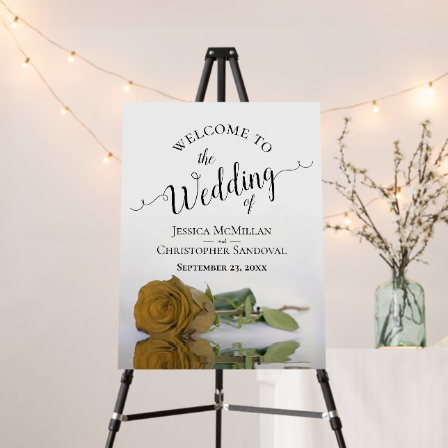 Reflecting Gold Ochre Rose Elegant Wedding Welcome Foam Board (In Situ (Stand))
