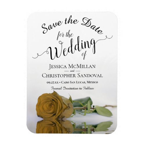 Reflecting Gold Ochre Rose Wedding Save the Date Magnet