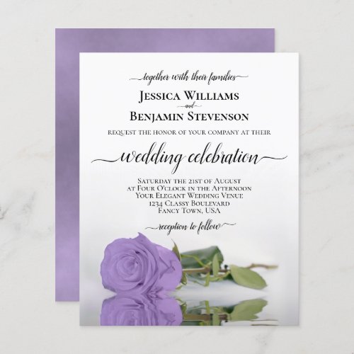 Reflecting Lavender Rose BUDGET Wedding Invite