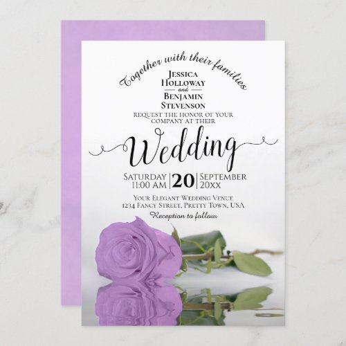 Reflecting Lilac Light Purple Rose Elegant Wedding Invitation