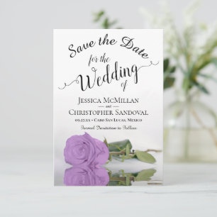 Reflecting Lilac Purple Rose Romantic Wedding Save The Date