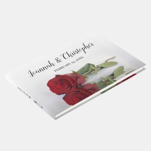 Reflecting Long Stemmed Red Rose Romantic Wedding Guest Book