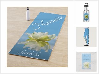 Reflecting Lotus Flower on Blue Background
