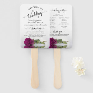 Reflecting Magenta Rose Elegant Wedding Program Hand Fan