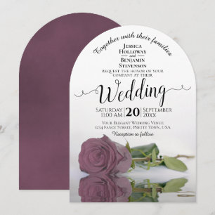 Reflecting Mauve Pink Rose Elegant Wedding Invitation