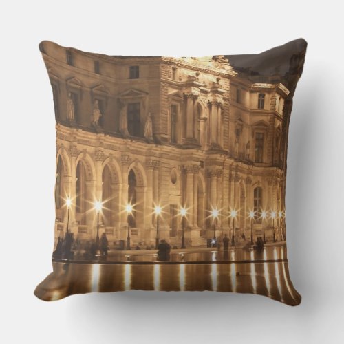 Reflecting pool at the Louvre Paris France Throw Pillow