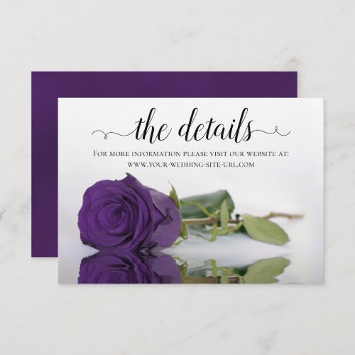 Reflecting Purple Rose Wedding Details Website Enclosure Card