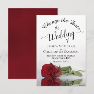 Reflecting Red Rose Change Wedding Plans Save The Date