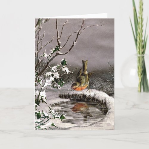 Reflecting Robin Victorian Christmas Card