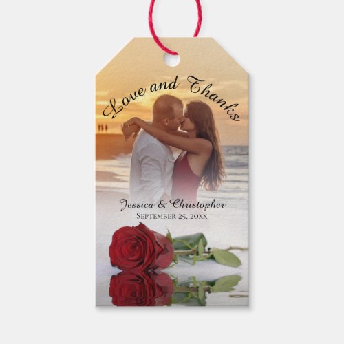 Reflecting Rose Love  Thanks Photo Wedding Gift Tags