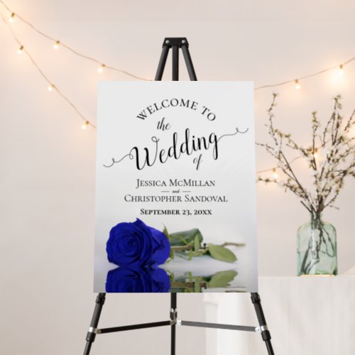 Reflecting Royal Blue Rose Elegant Wedding Welcome Foam Board