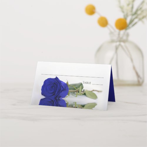 Reflecting Royal Blue Rose Wedding Write_In Place Card