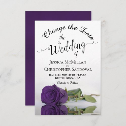 Reflecting Royal Purple Rose Change Wedding Plans Save The Date