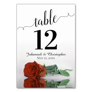 Reflecting Rust Orange Rose Elegant Wedding Table Number