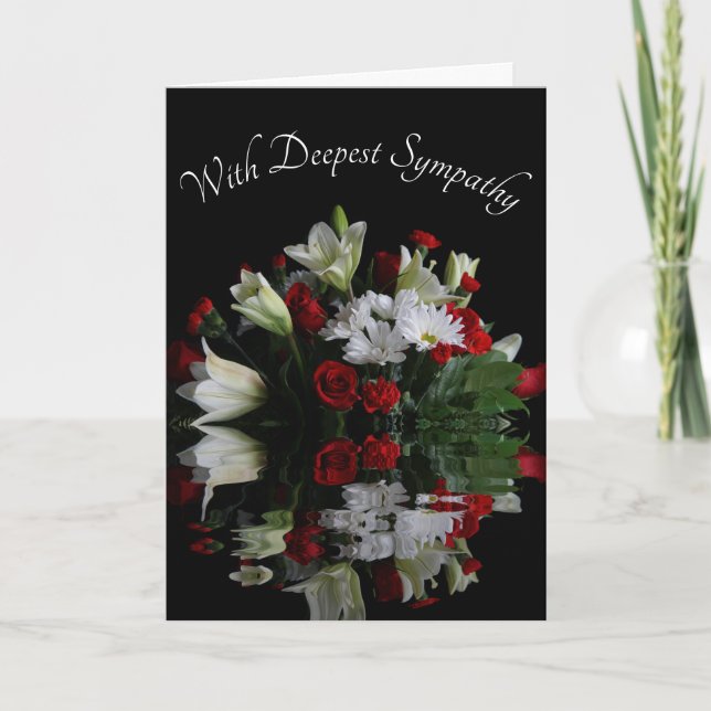 Reflecting White Lilies & Red Roses Sympathy Card (Front)
