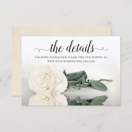 Reflecting White Rose Wedding Details Website Enclosure Card