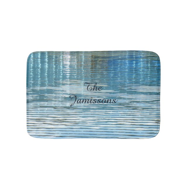 Reflection Abstract Light Blue Personalized Plush Bathroom Mat (Front)