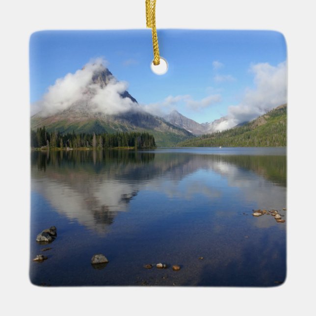 Reflection at Two Medicine Lake Ceramic Ornament (Front)