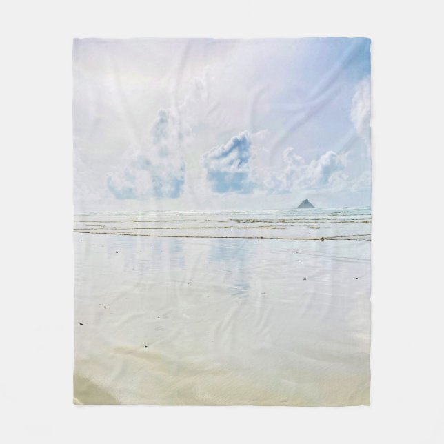 Reflection Clouds Beach Ocean Fleece Blanket (Front)