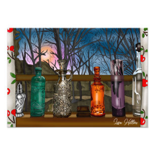 Reflection Colorful Glass Vases in Window Photo Print