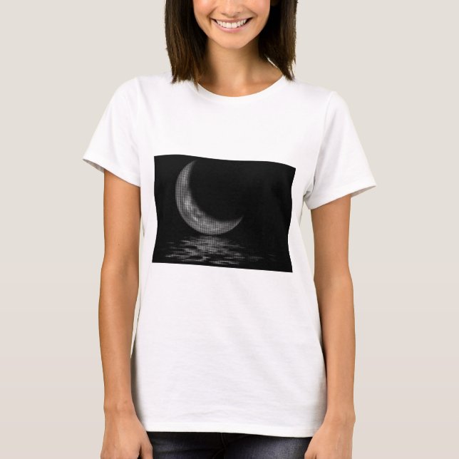 Reflection Crescent Moon Black & White T-Shirt (Front)