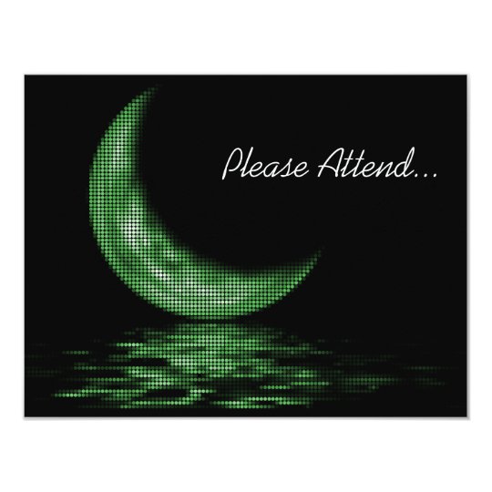 Reflection Crescent Moon On Lake Green Card