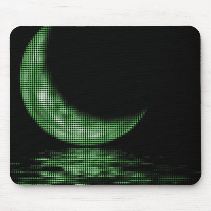 Reflection Crescent Moon On Lake Green Mouse Pads