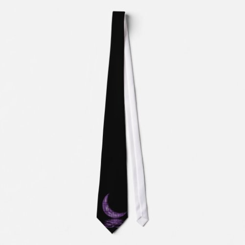 Reflection Crescent Moon On Lake Purple Neck Tie