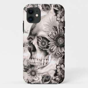 Reflection, floral landscape skull iPhone 11 case