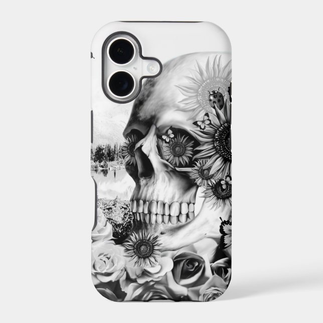 Reflection. Floral landscape skull. Iphone Case (Back)