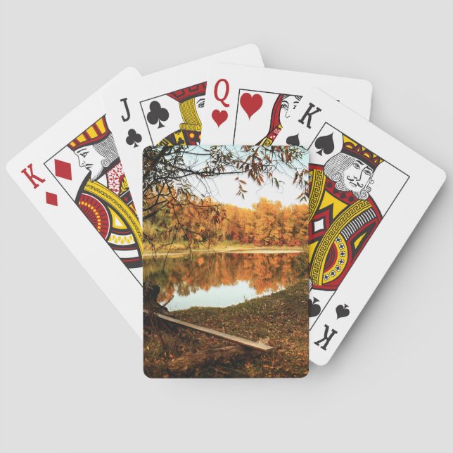 Reflection Forest Autumn River Poker Cards (Back)