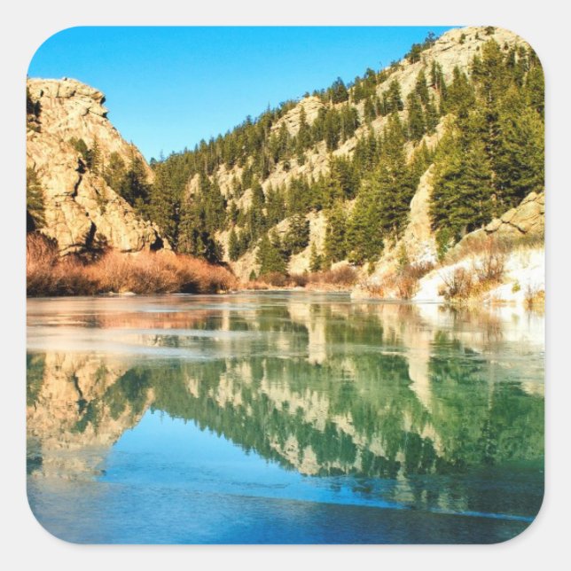 Reflection in Elevenmile Canyon Square Sticker (Front)