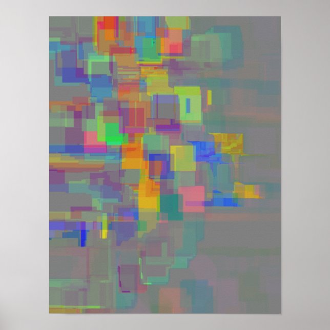 "Reflection in Garden Pond" Geometric Abstract Art Poster (Front)