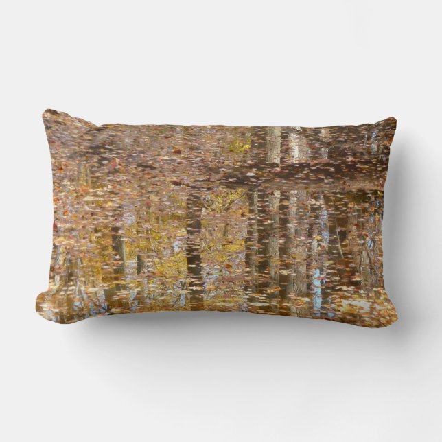 Reflection in Still Creek at Greenbelt Park Lumbar Pillow (Front)