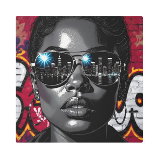 Reflection in Sunglasses of the City Skyline Metal Print