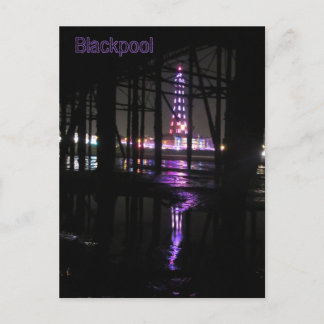 Reflection In Water of Blackpool Tower,  Postcard