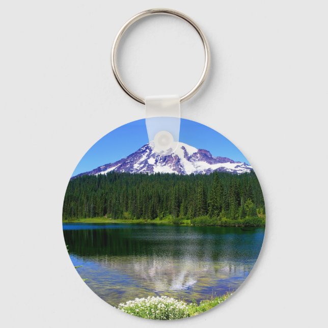 Reflection Lake, Mount Rainier, WA, USA Keychain (Front)