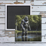 Reflection of Bigfoot in Water Magnet<br><div class="desc">Sasquatch standing by the lake in the woods ai art.</div>