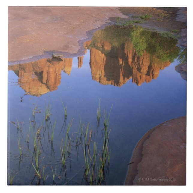 Reflection of Cathedral Rock , Sedona , Arizona Ceramic Tile (Front)