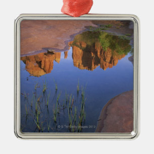 Reflection of Cathedral Rock , Sedona , Arizona Metal Ornament