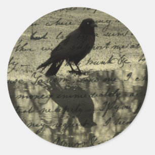 Reflection Of Crow Classic Round Sticker