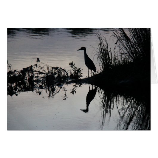 Reflection of Heron on Riverbank at Sunset (Front Horizontal)