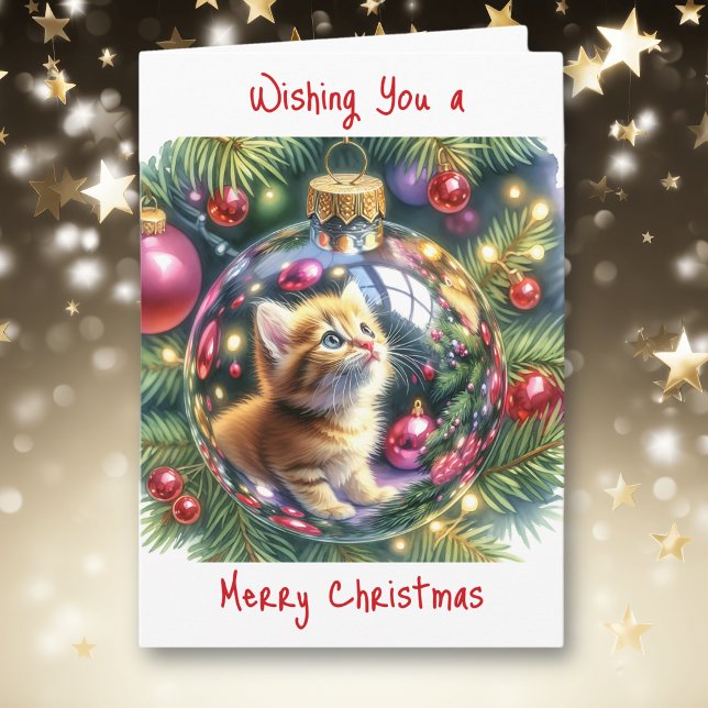Reflection of Kitten in a Christmas Ornament Card (Creator Uploaded)