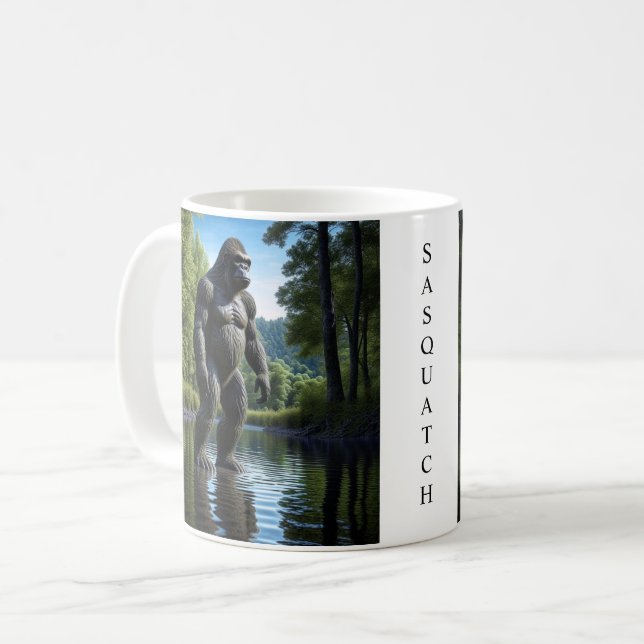 Reflection of Muscular Bigfoot in Water Coffee Mug (Front Left)