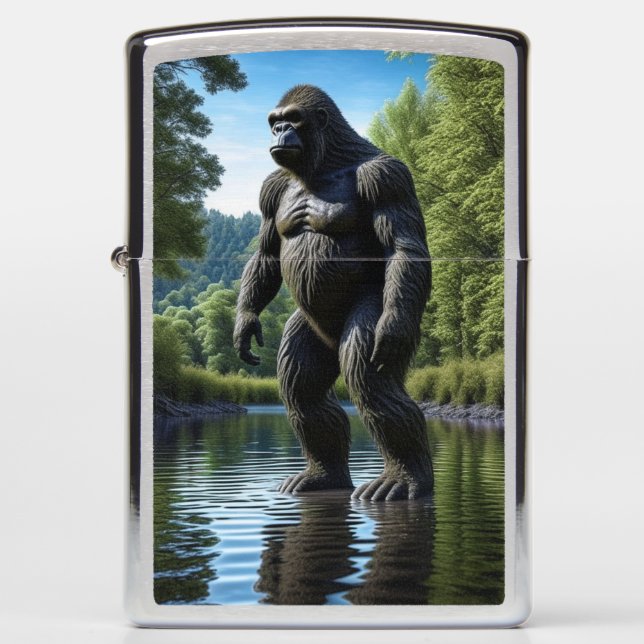 Reflection of Muscular Bigfoot in Water Zippo Lighter (Front)